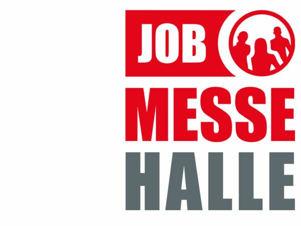 Logo der Jobmesse Halle in Rot und Grau